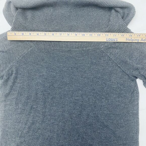 Calvin Klein Gray Foldover Off Shoulder Long Sleeve Knit Sweater Women's Medium - Picture 11 of 14